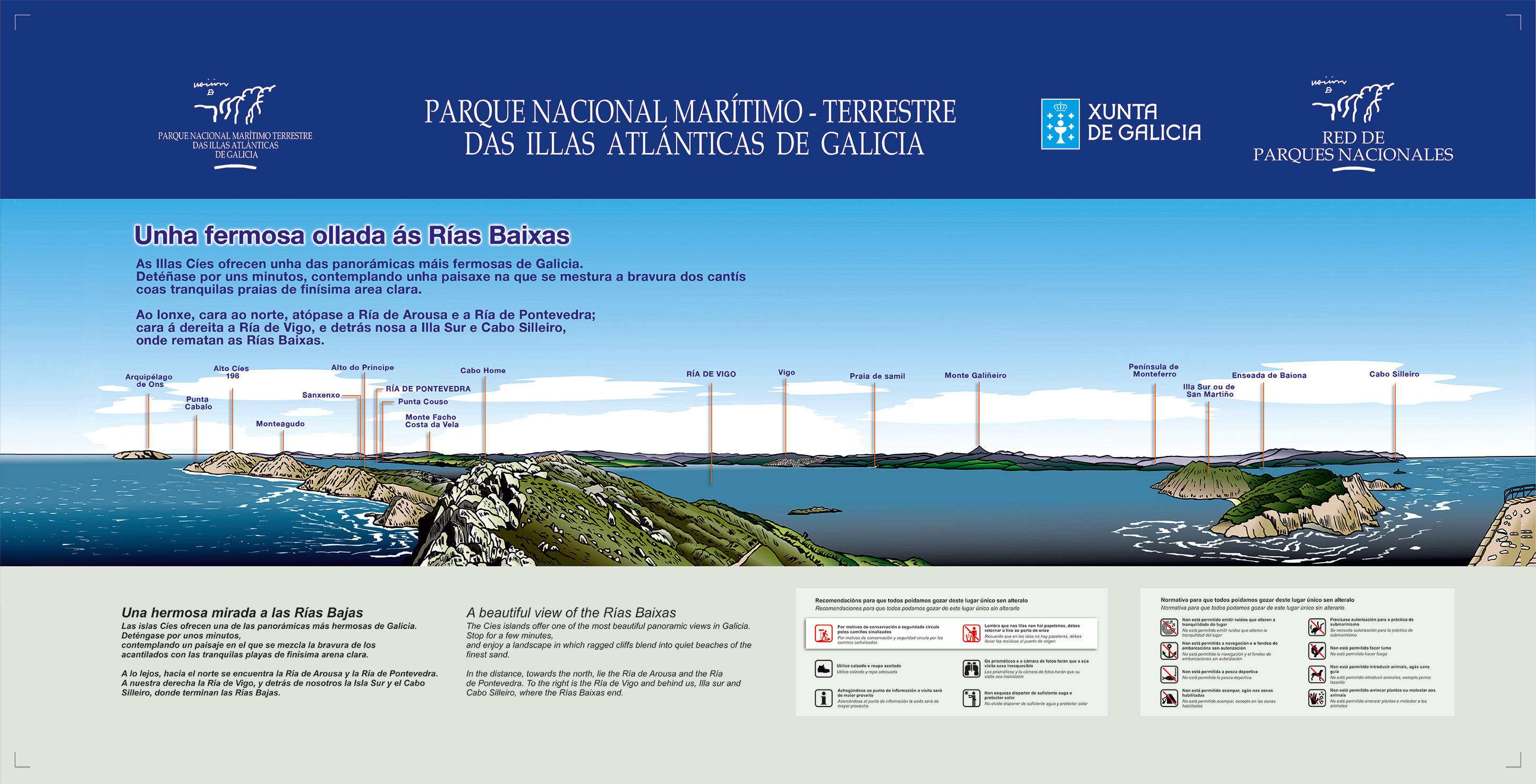 Cíes - Panel panorámico dende o Faro